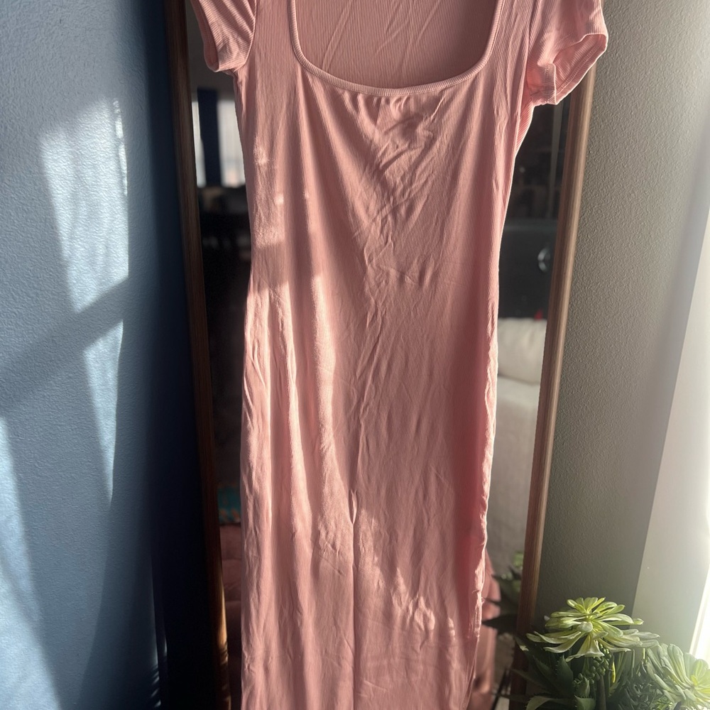 Pink Short Sleeve Maxi Dress